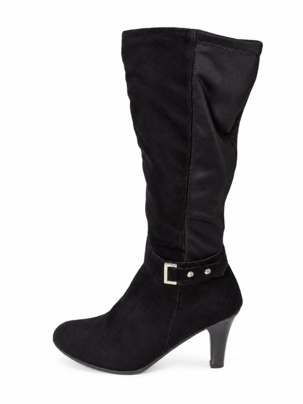 Madden Girl Merit Black Knee High Boots Size 8M Buckle Heel